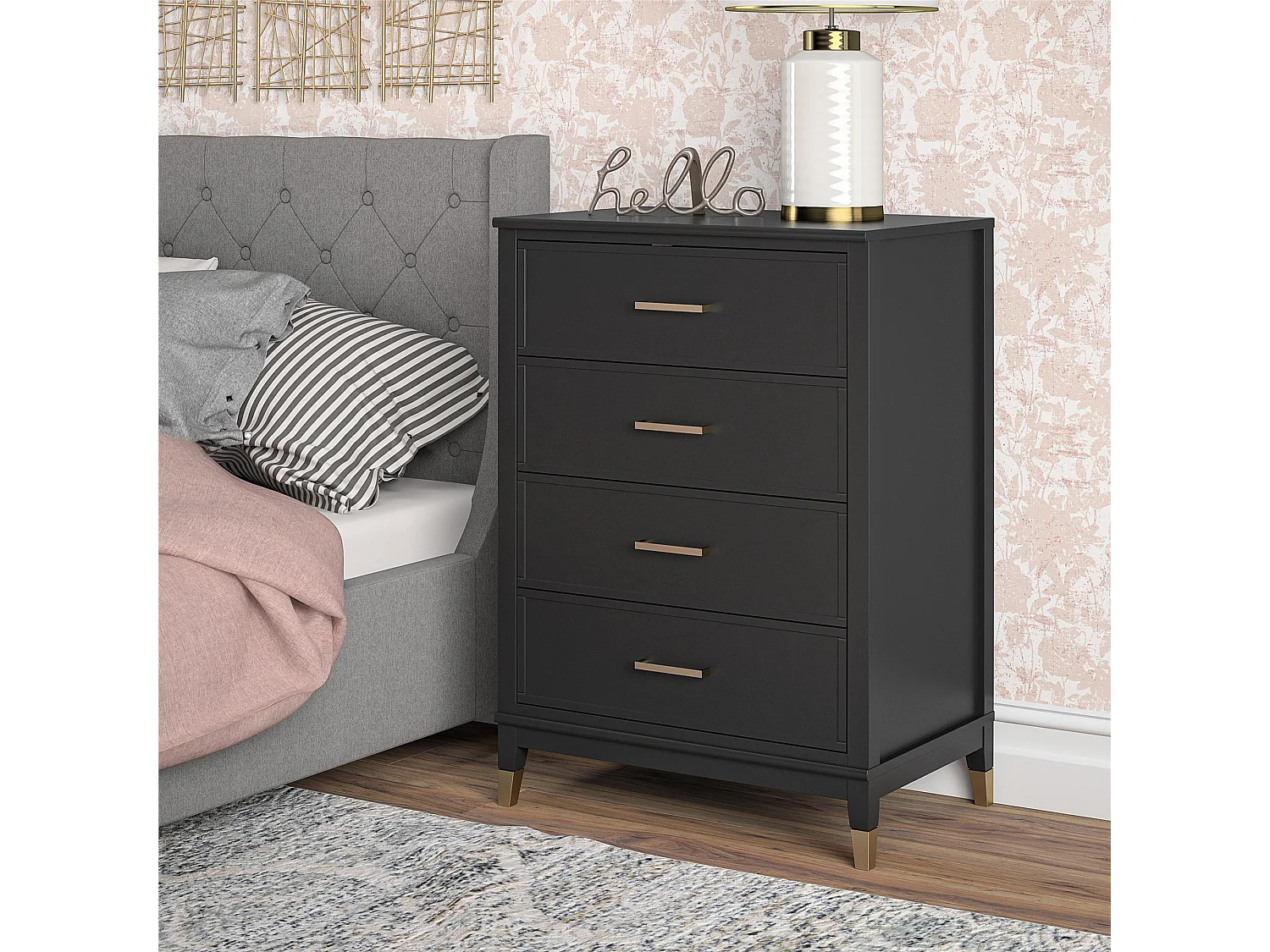 Westerleigh | Commode à 4 tiroirs en MDF noir