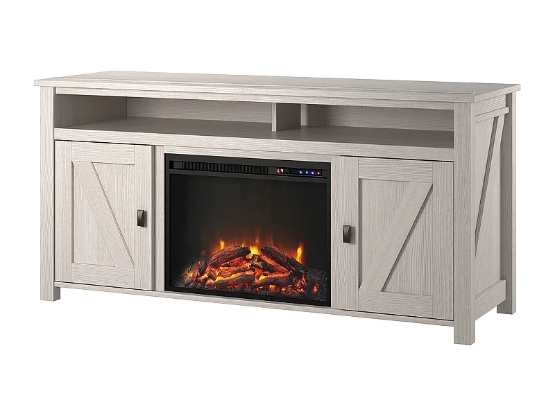 Lareira com 2 portas de aglomerado branco