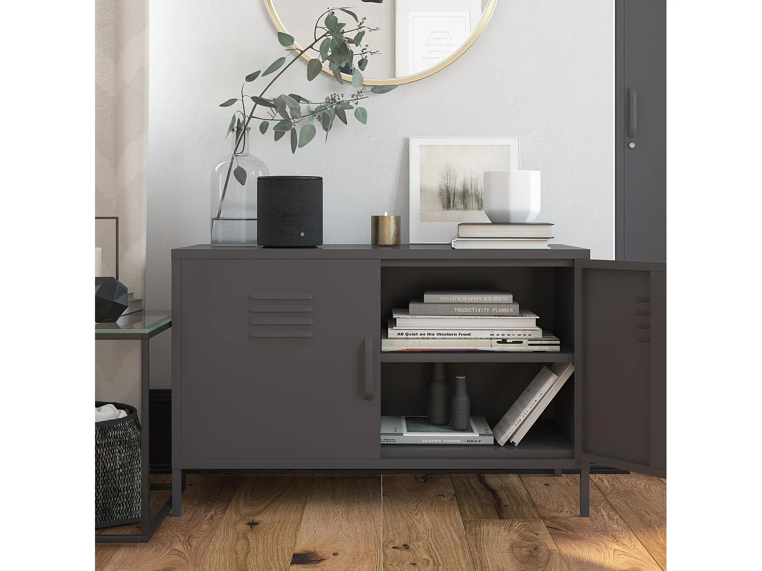 Bradford | Armoire 2 portes en métal gris graphite