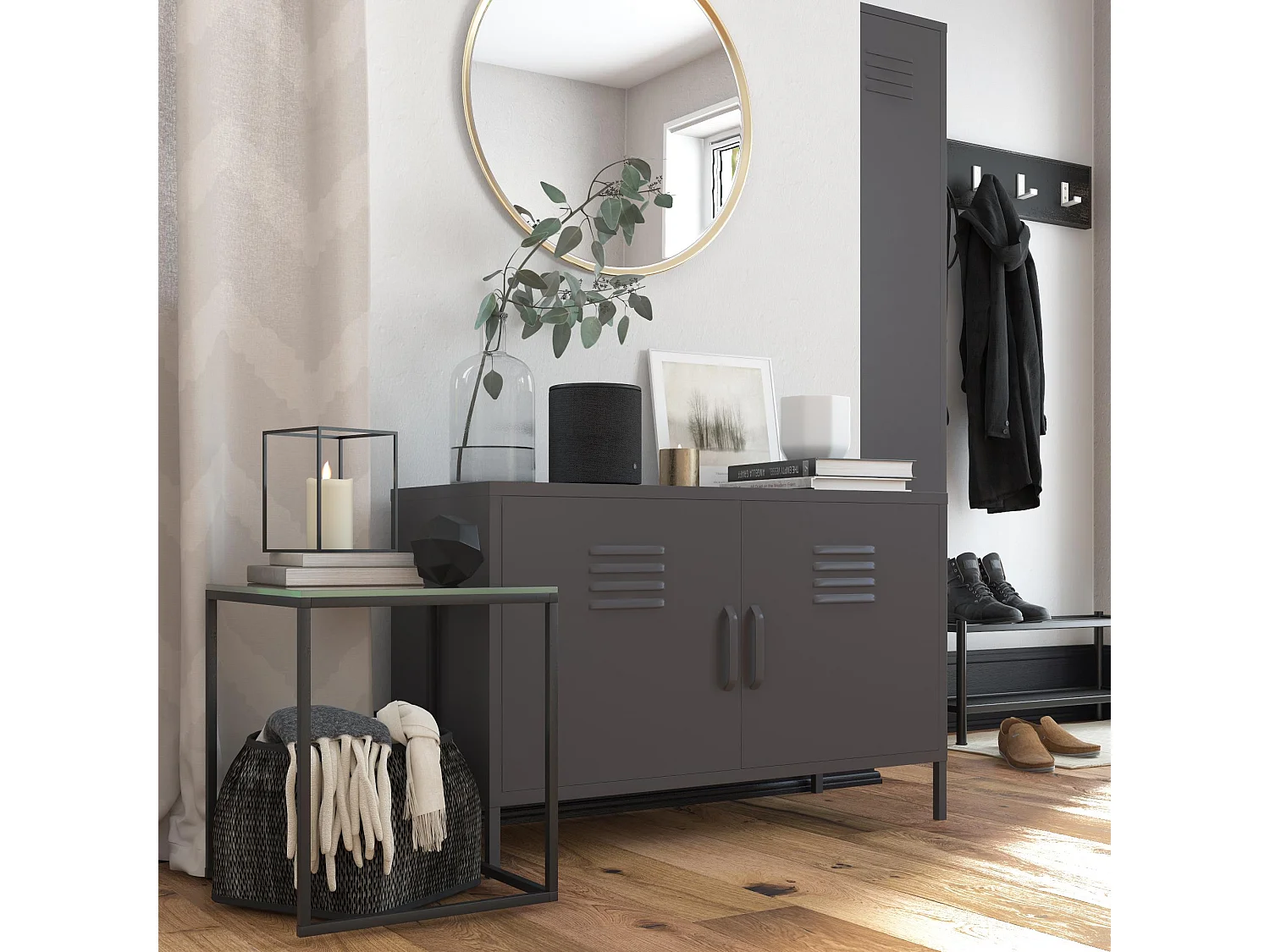 Bradford | Armoire 2 portes en métal gris graphite