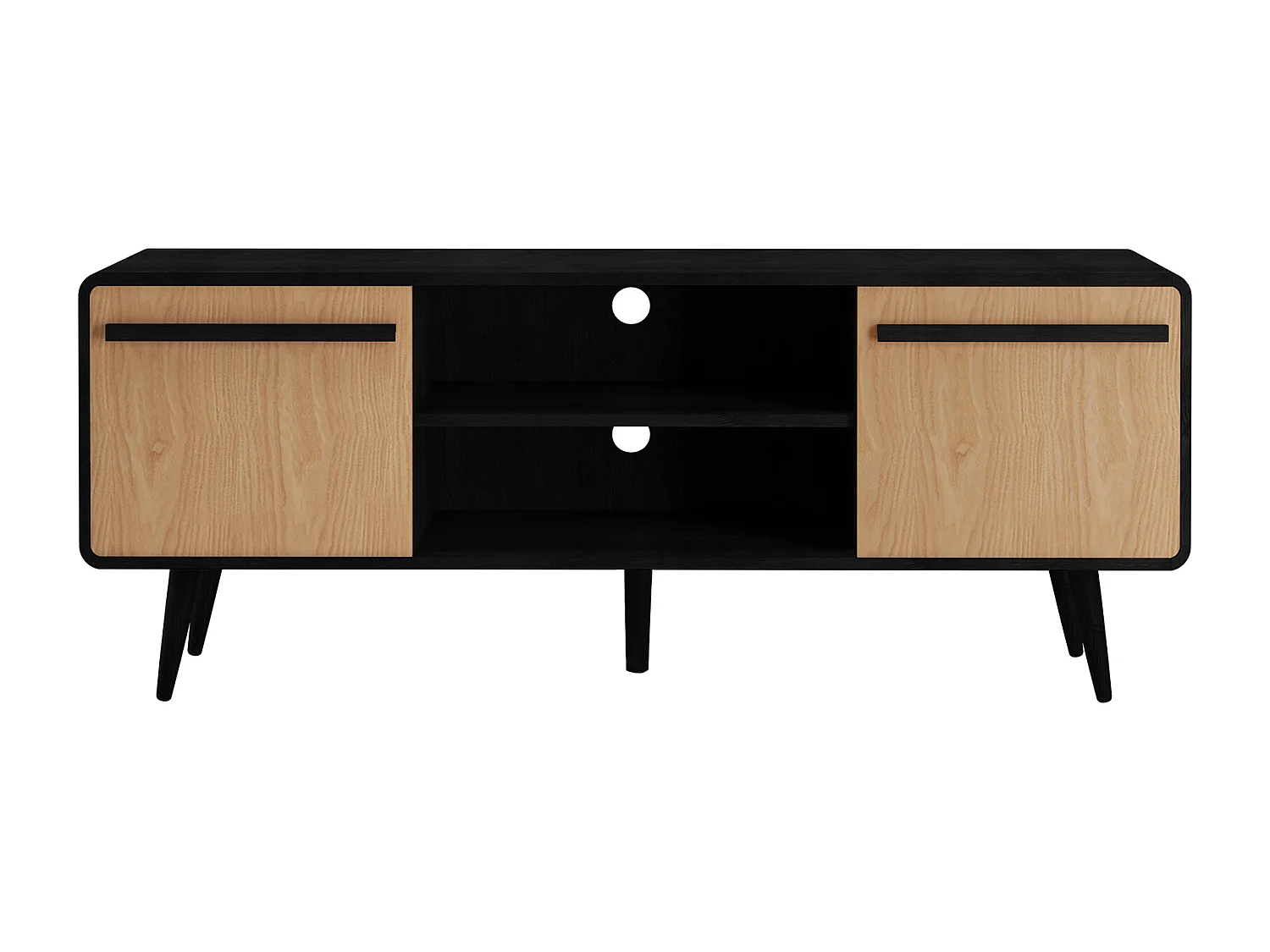 Chantal | Lowboard avec 2 tiroirs en aggloméré nature et noir