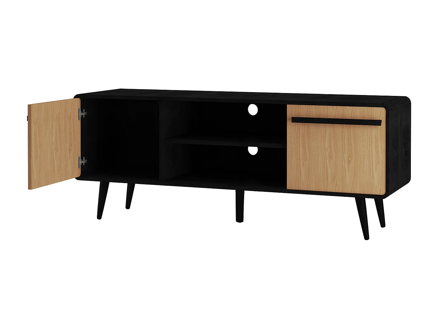 Chantal | Lowboard avec 2 tiroirs en aggloméré nature et noir