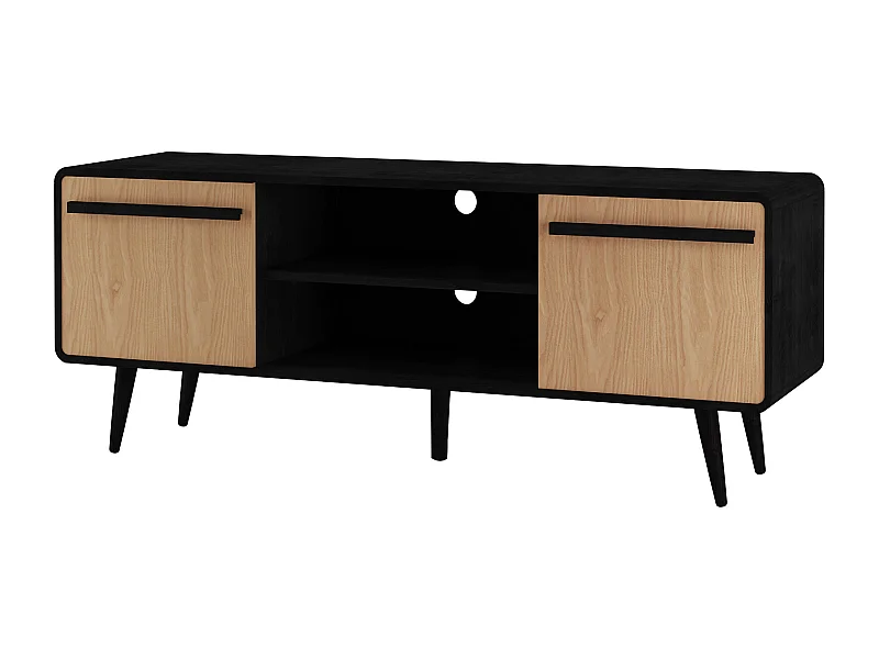 Chantal | Lowboard avec 2 tiroirs en aggloméré nature et noir