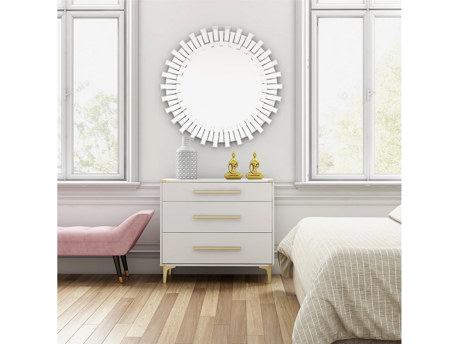 Comò con 3 cassetti in MDF bianco
