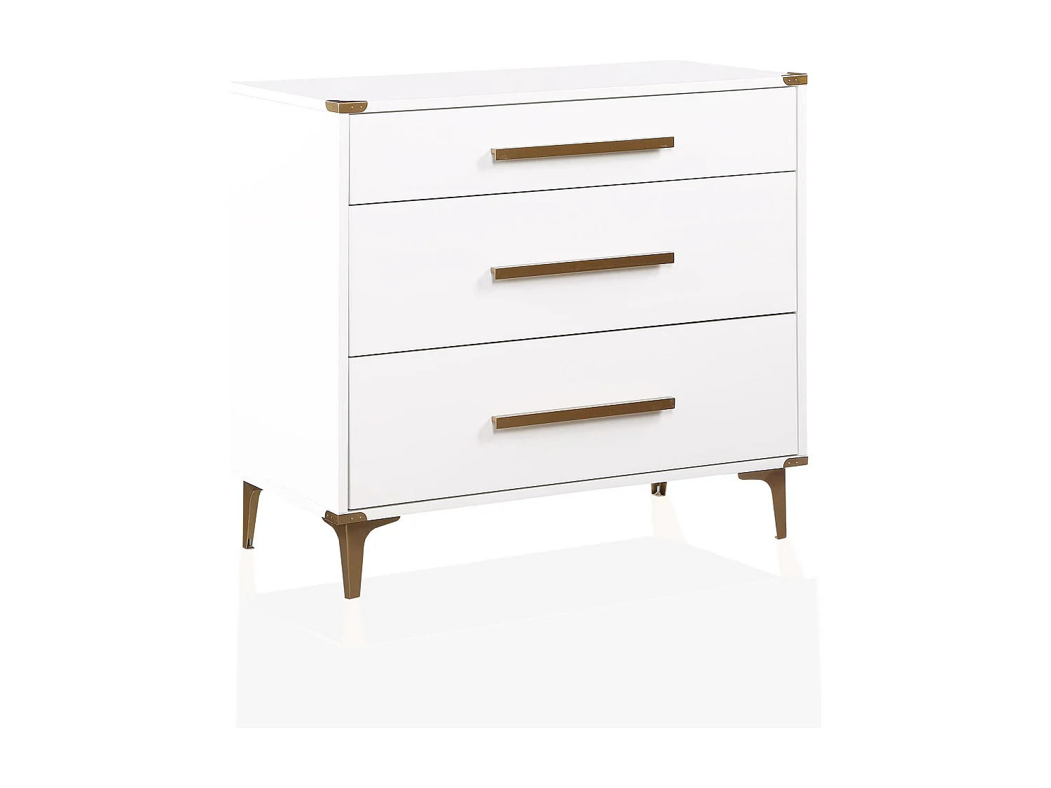 Comò con 3 cassetti in MDF bianco