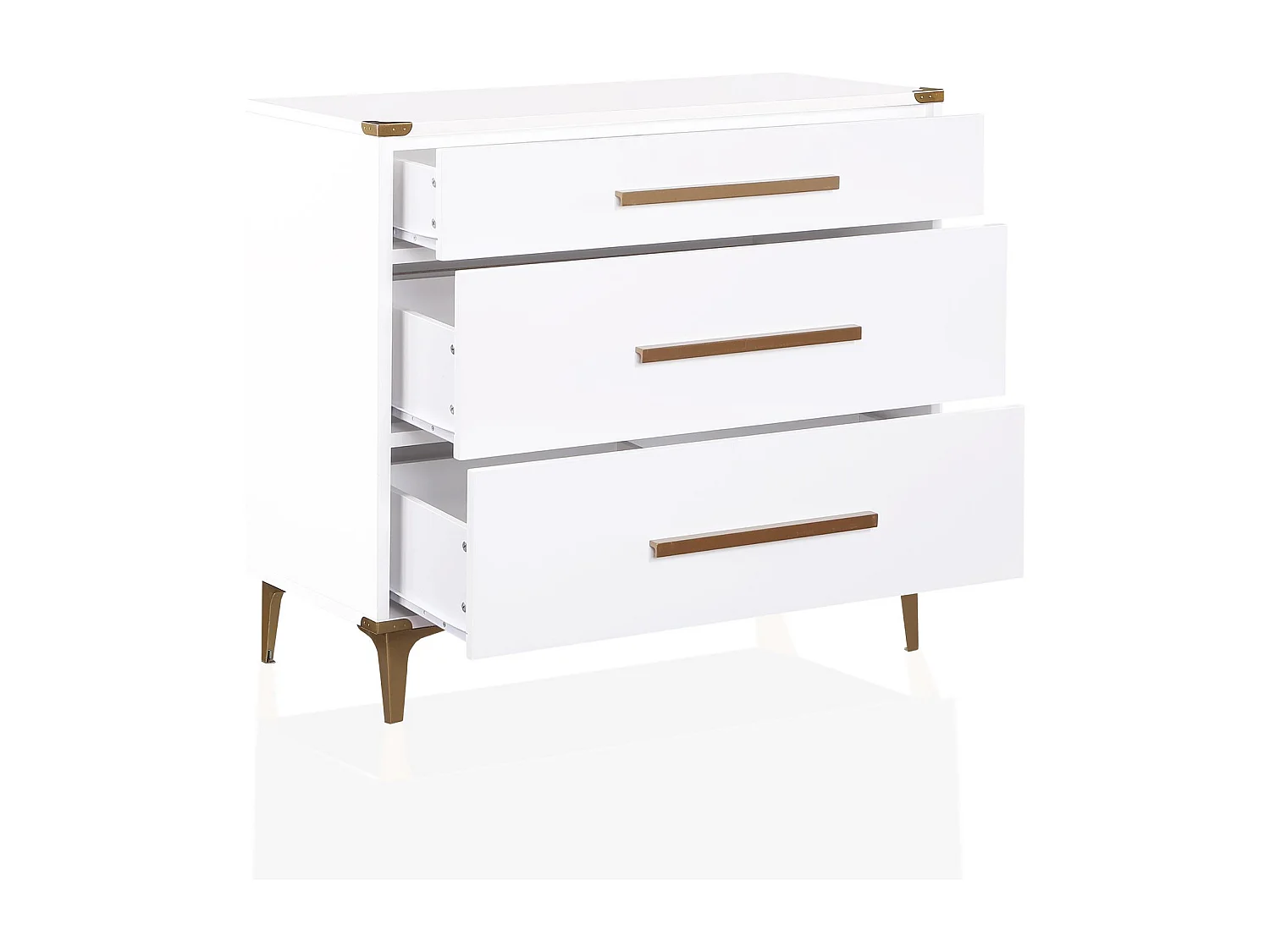 Comò con 3 cassetti in MDF bianco