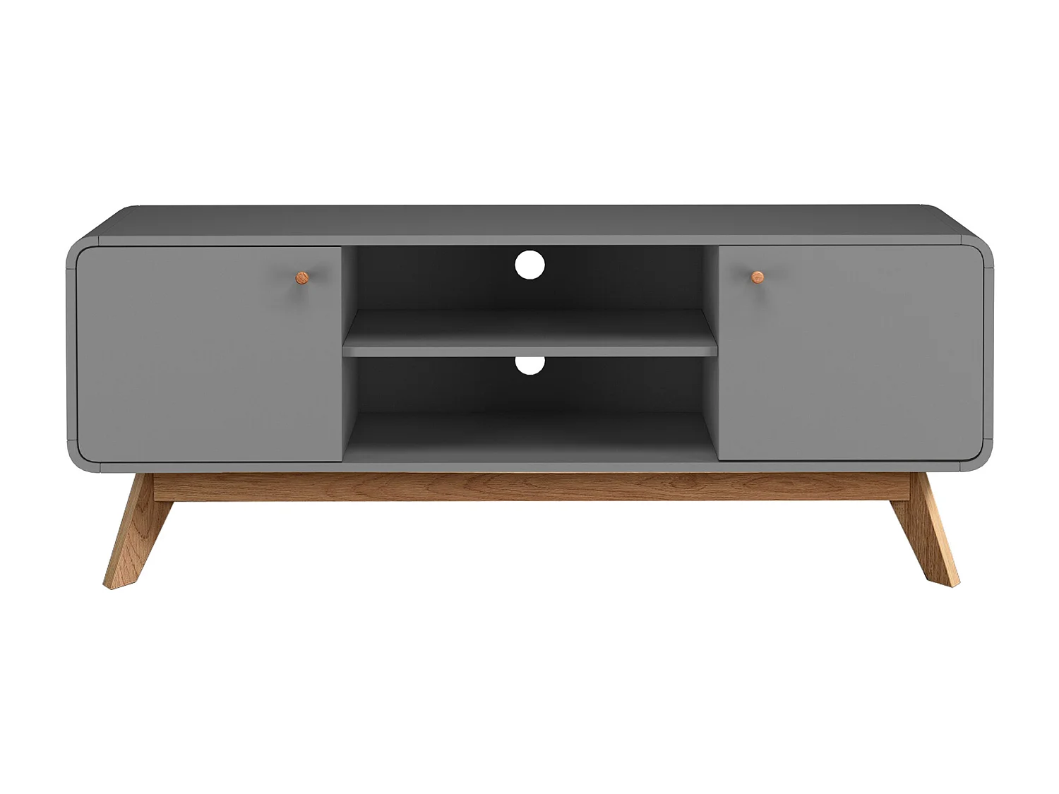 Cassie | Lowboard avec 2 portes en partical gris