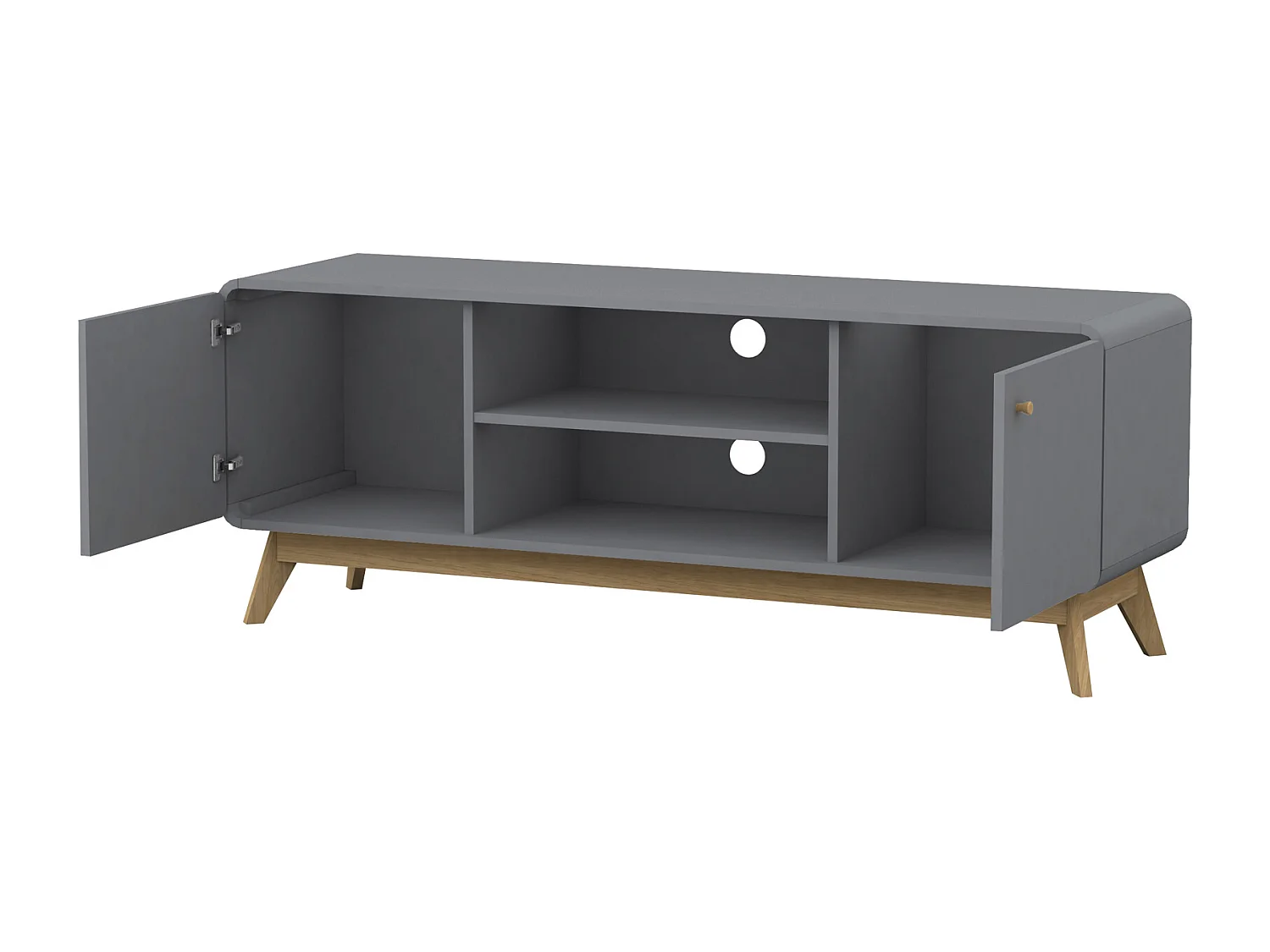 Cassie | Lowboard avec 2 portes en partical gris