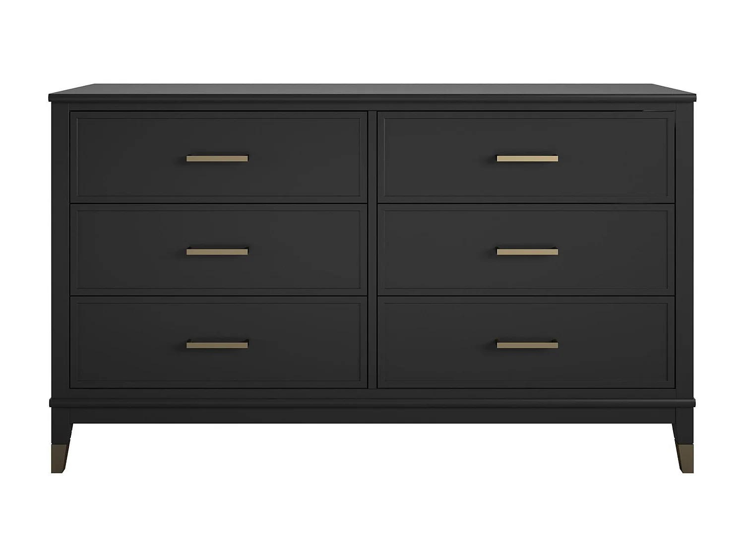Kommode mit 6 Schubladen in MDF schwarz
