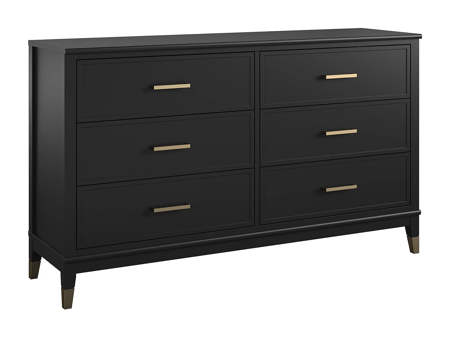 Kommode mit 6 Schubladen in MDF schwarz