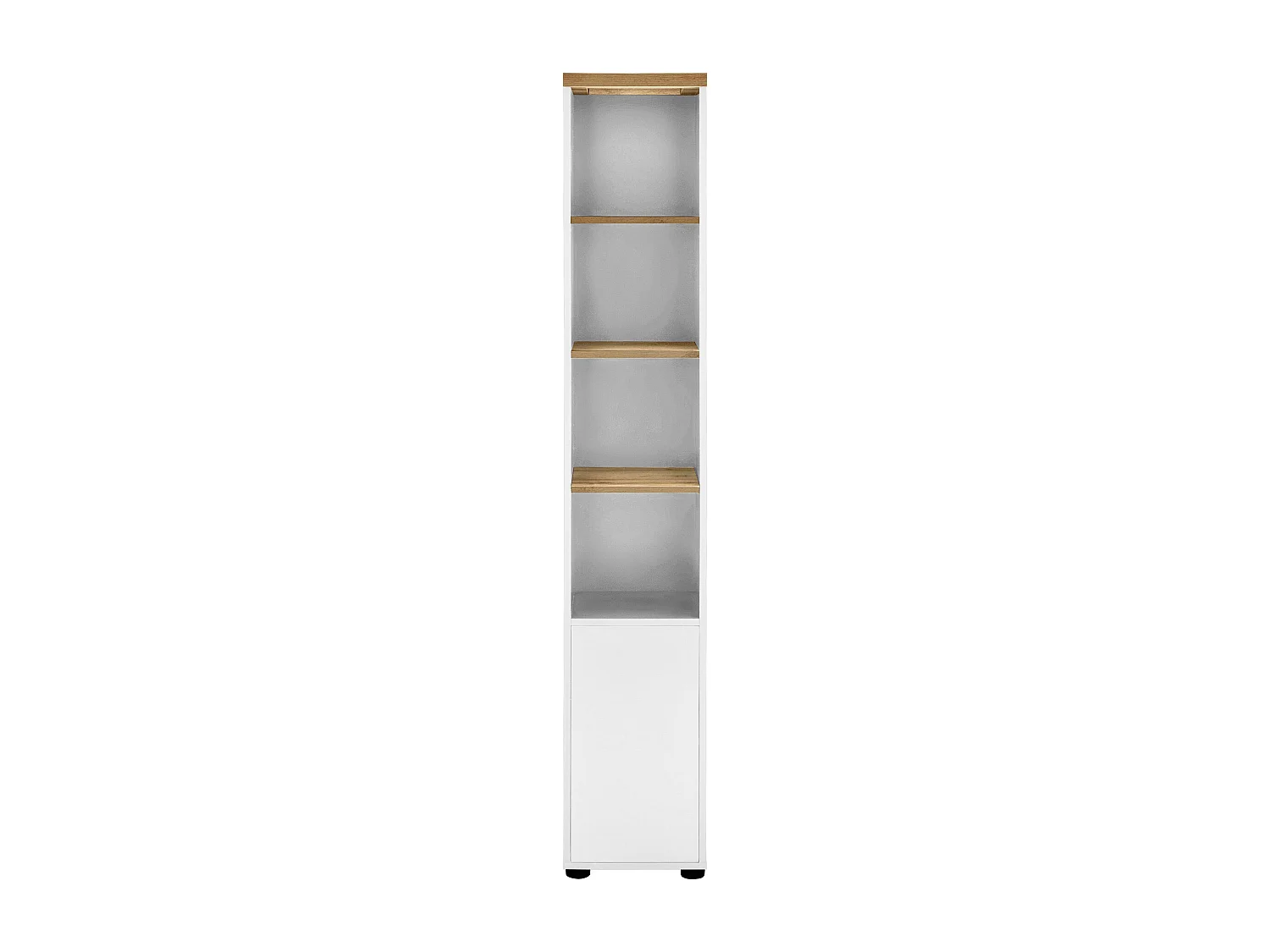 Mueble con 1 puerta y 3 estantes en MDF blanco y roble