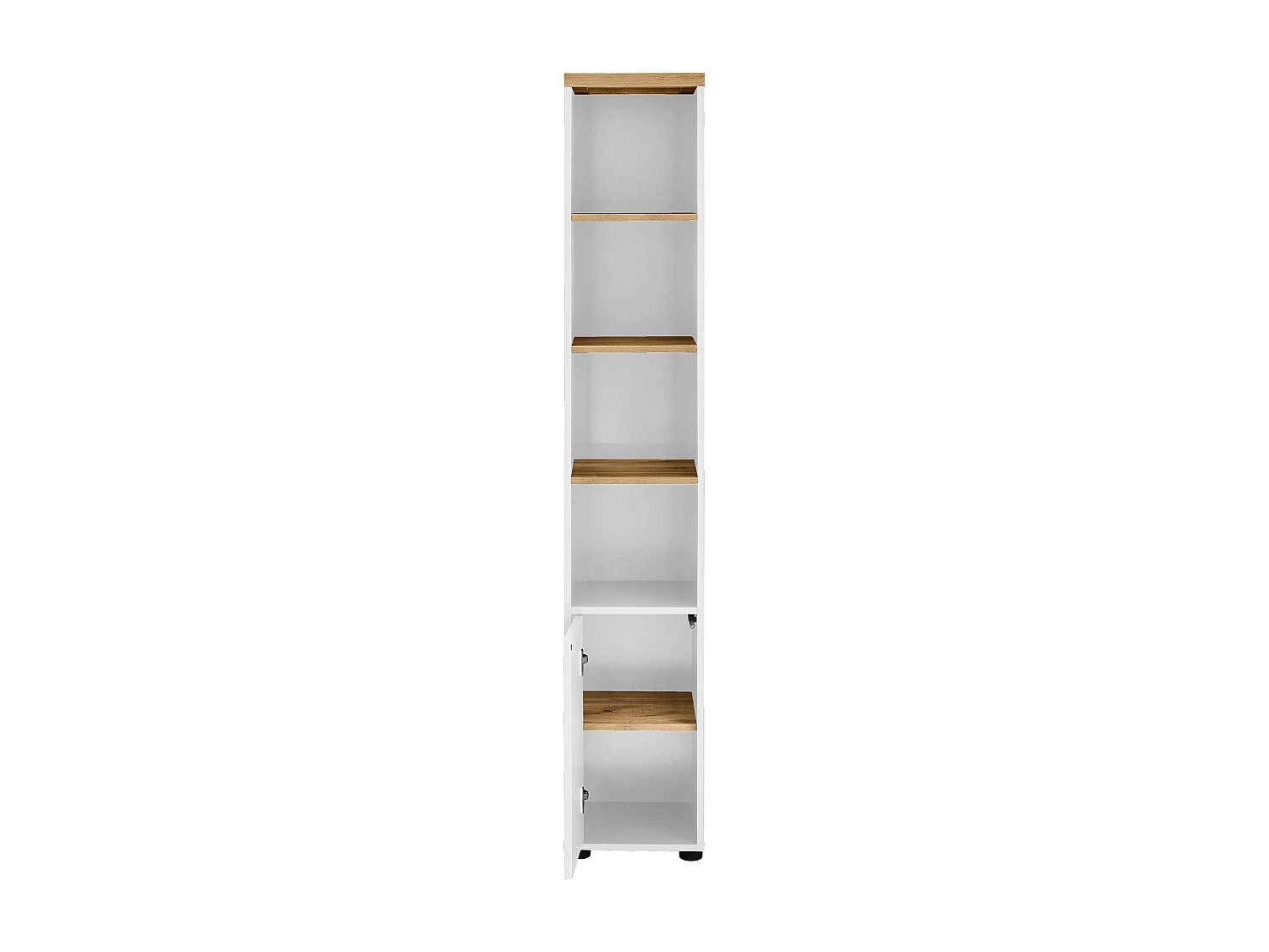 Mueble con 1 puerta y 3 estantes en MDF blanco y roble