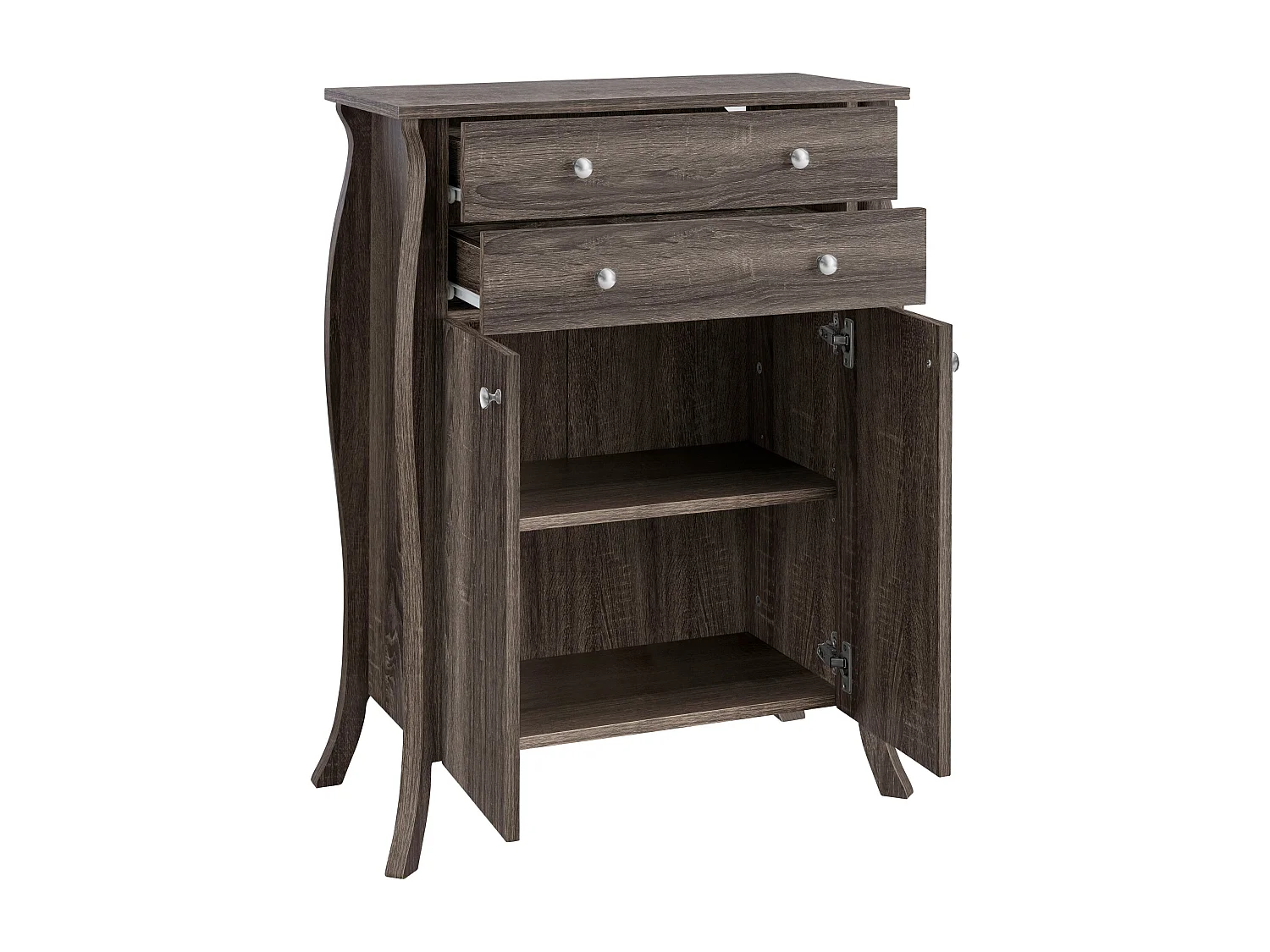 Mobile con 2 ante e 2 cassetti in agglomerato rovere grigio