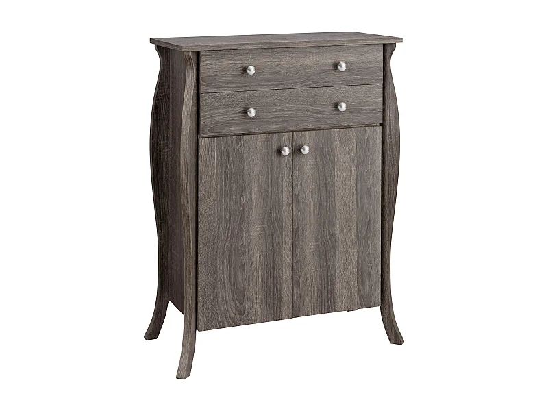 Ludwig | Armoire 2 portes et 2 tiroirs en bois de chêne gris
