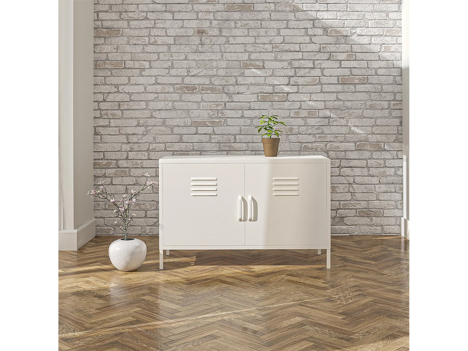 Mobile a 2 ante in metallo bianco