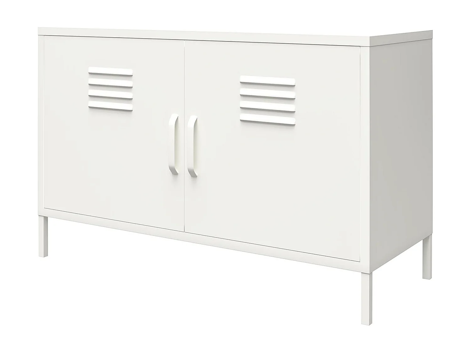 Schrank mit 2 Türen aus Metall weiß