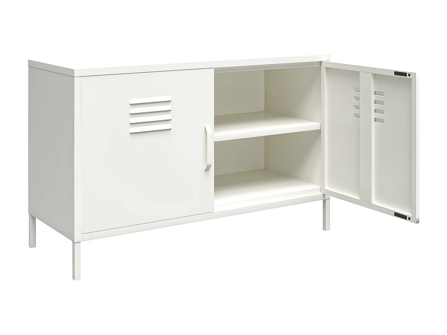 Schrank mit 2 Türen aus Metall weiß