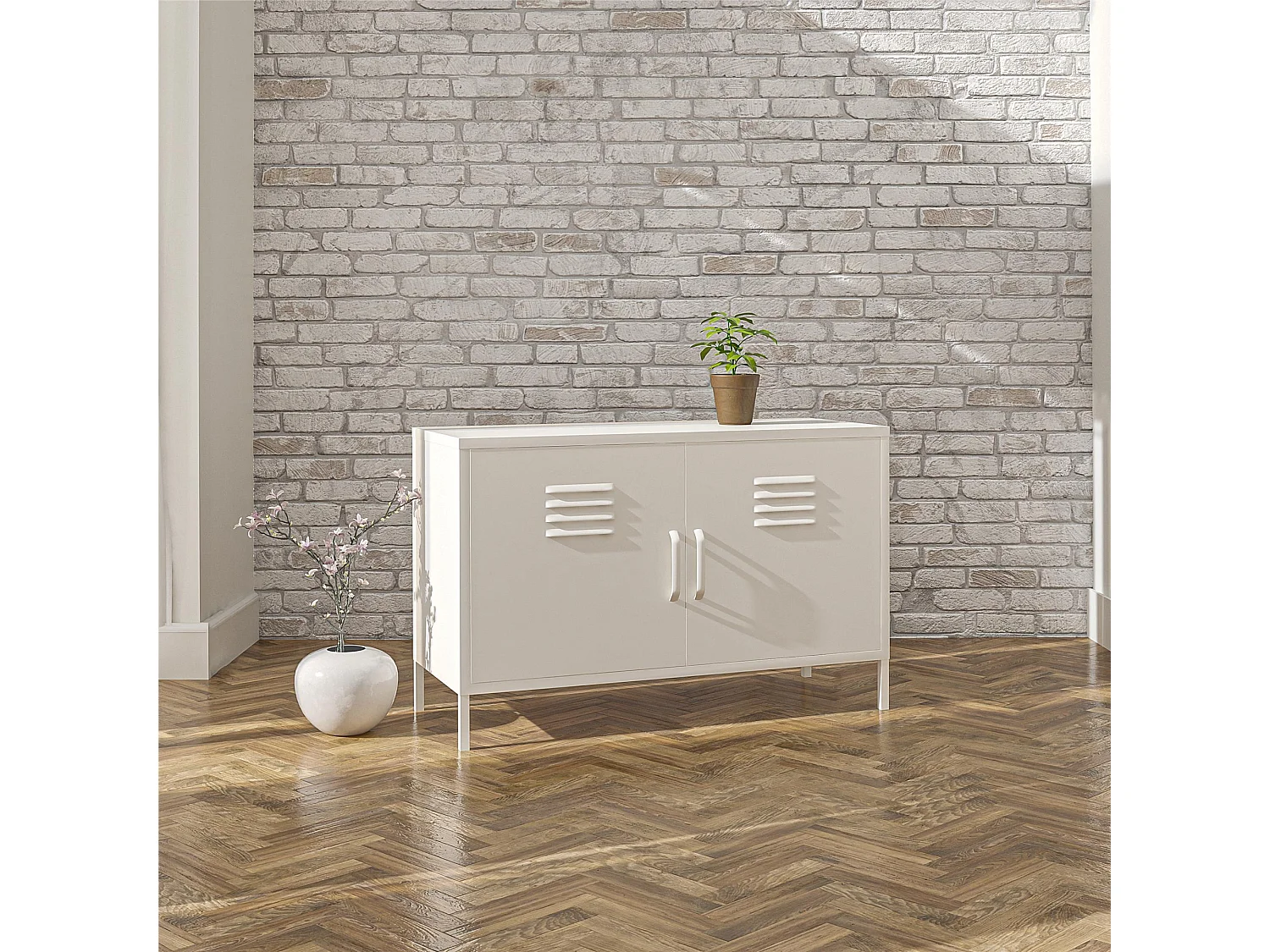 Mission District | Armoire à 2 portes en métal blanc