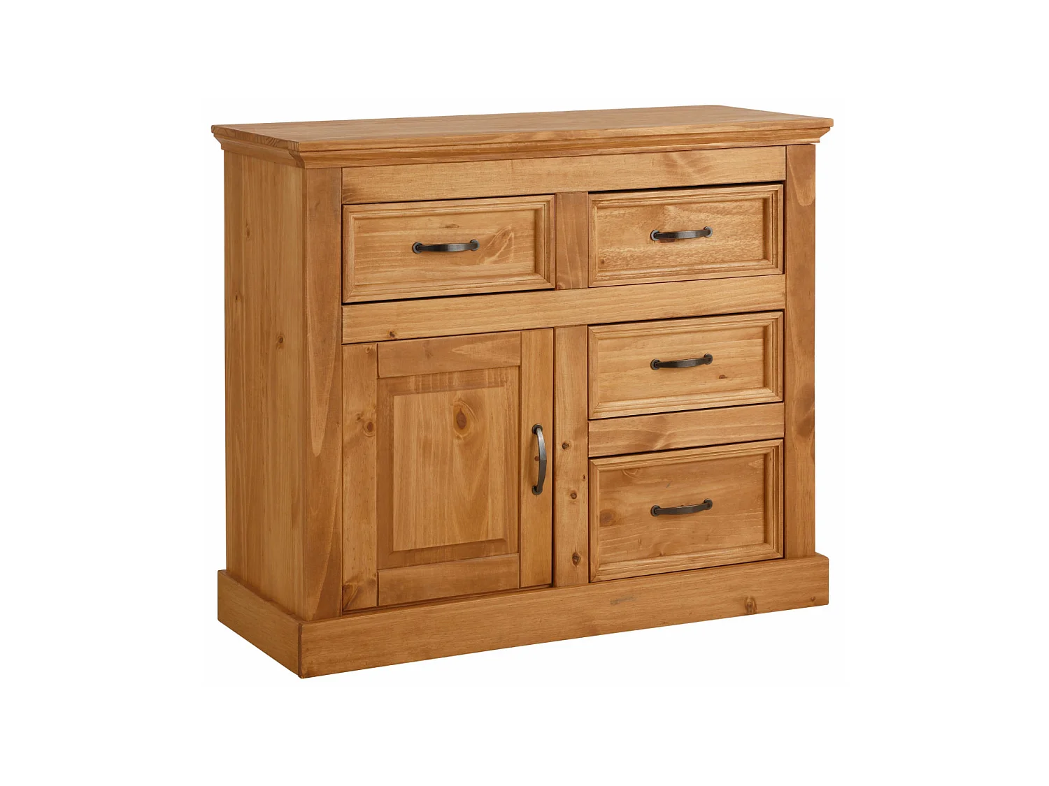 Credenza con 4 cassetti e 1 anta in pino tinto cera