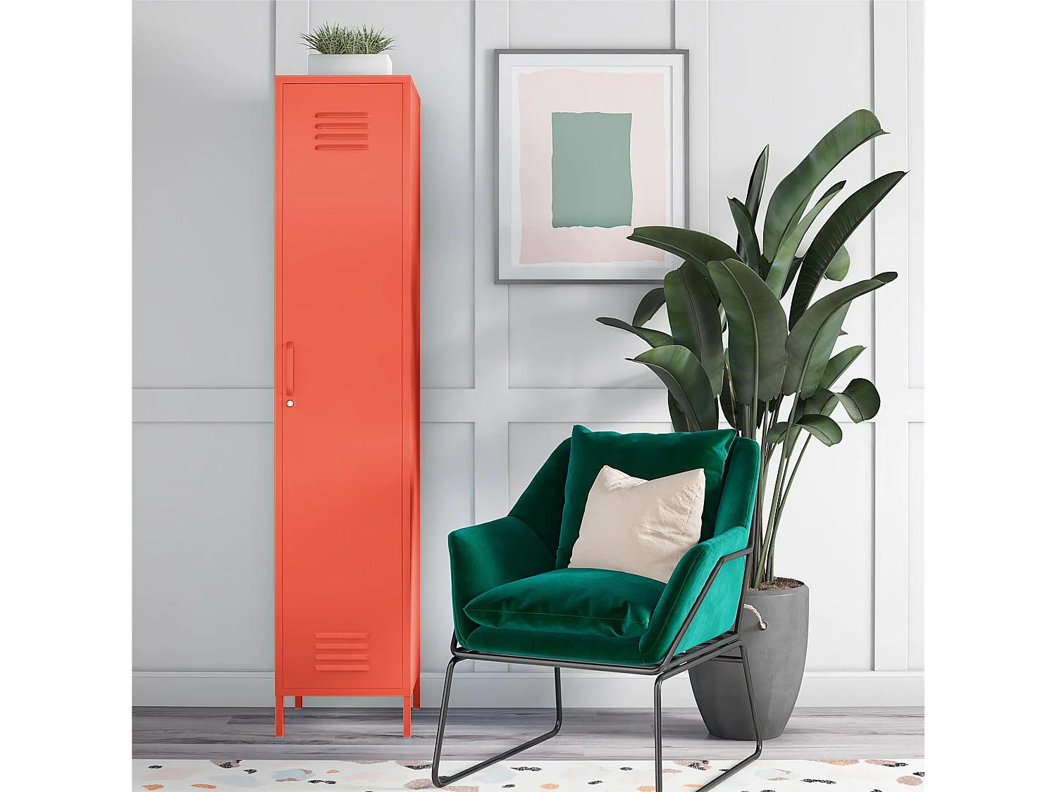 Mueble alto con 1 puerta en metal naranja