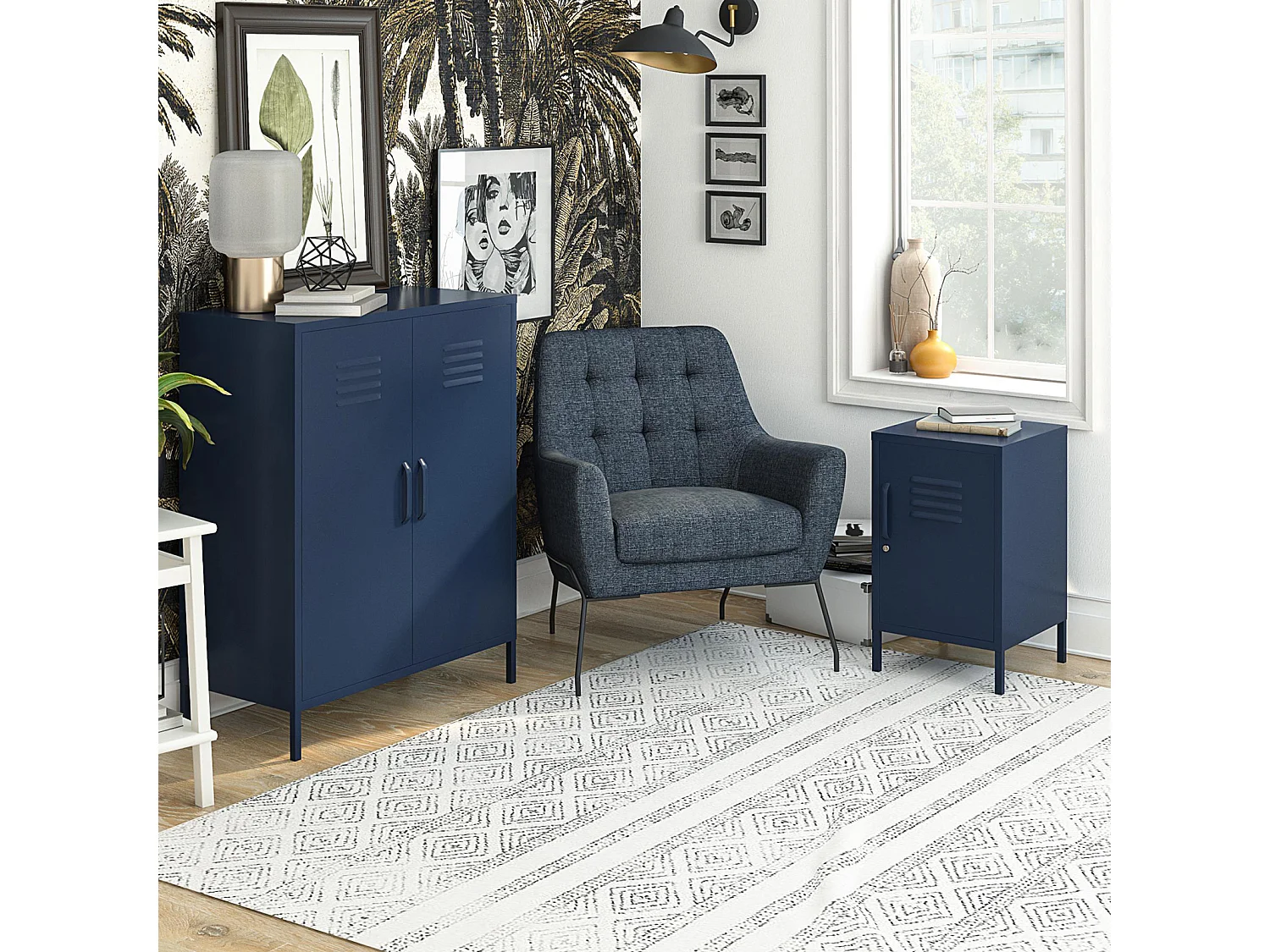 Mueble con 1 puerta en metal marino