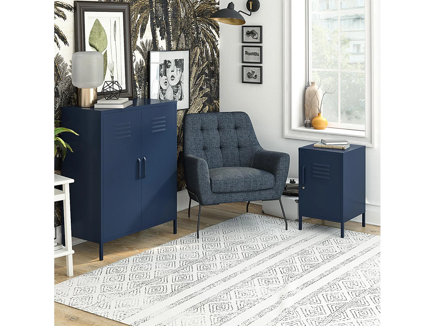 Mueble con 1 puerta en metal marino