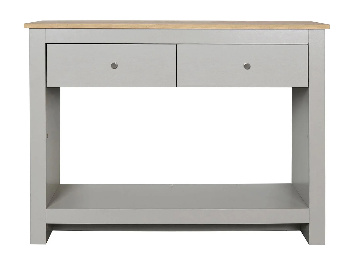 Konsolentisch mit 2 Schubladen aus MDF-Eiche und Grau