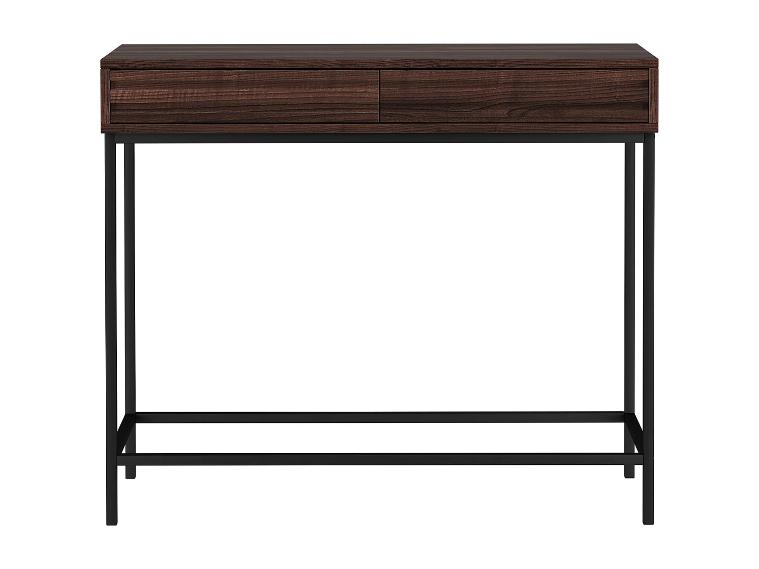 Celine | Table console avec 2 tiroirs en panneaux de particules noyer