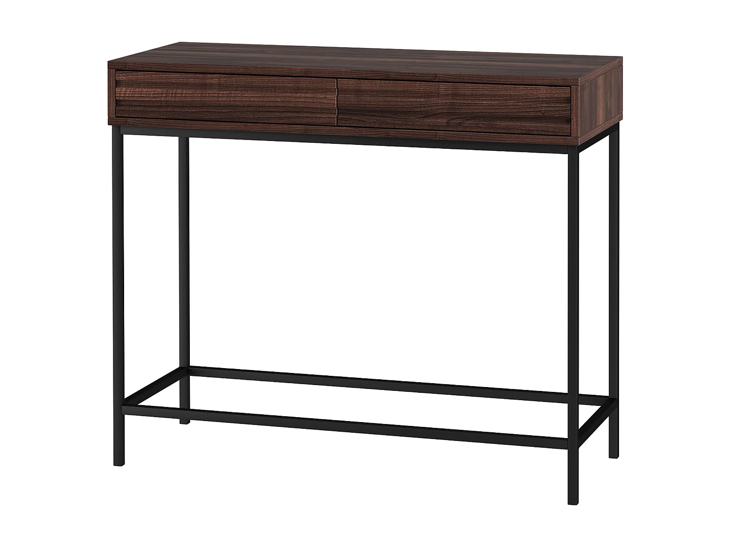 Celine | Table console avec 2 tiroirs en panneaux de particules noyer