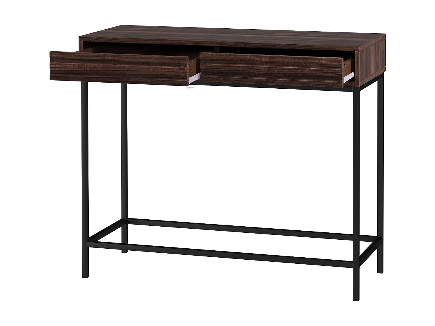 Celine | Table console avec 2 tiroirs en panneaux de particules noyer