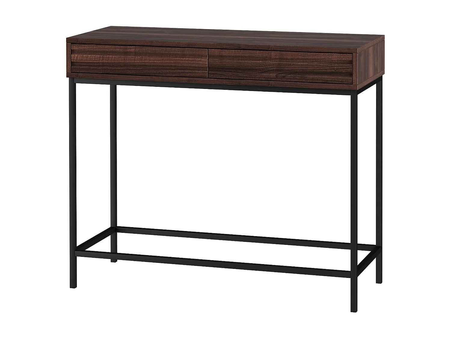 Celine | Table console avec 2 tiroirs en panneaux de particules noyer