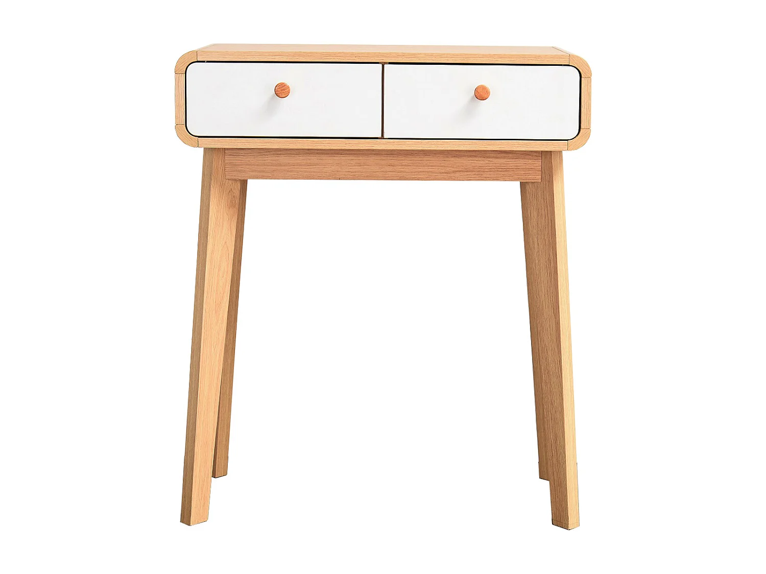 Cassie | Bureau 2 tiroirs en panneau de particules chêne et blanc