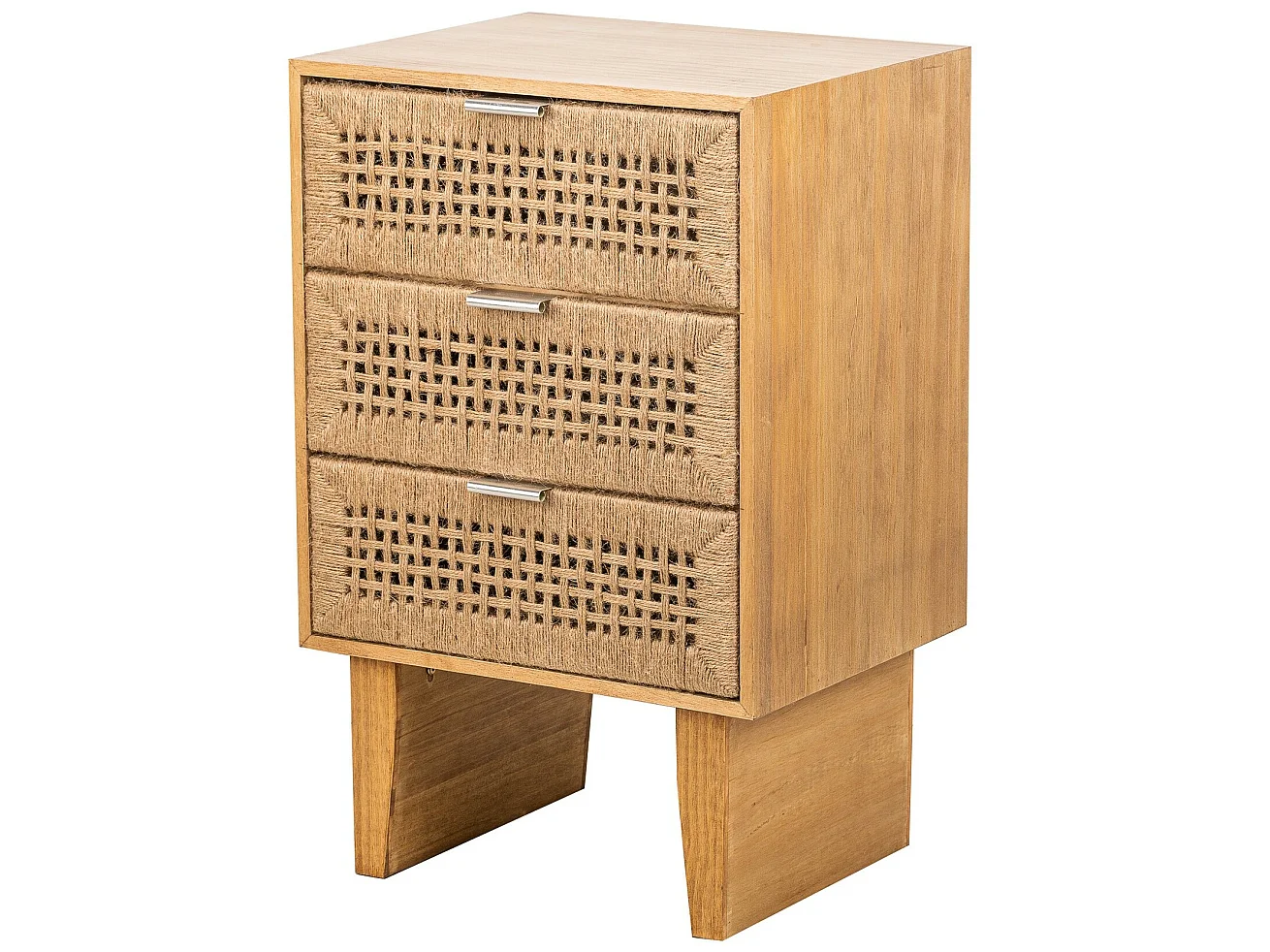 Chiffonnier 3 tiroirs en bois et corde naturelle