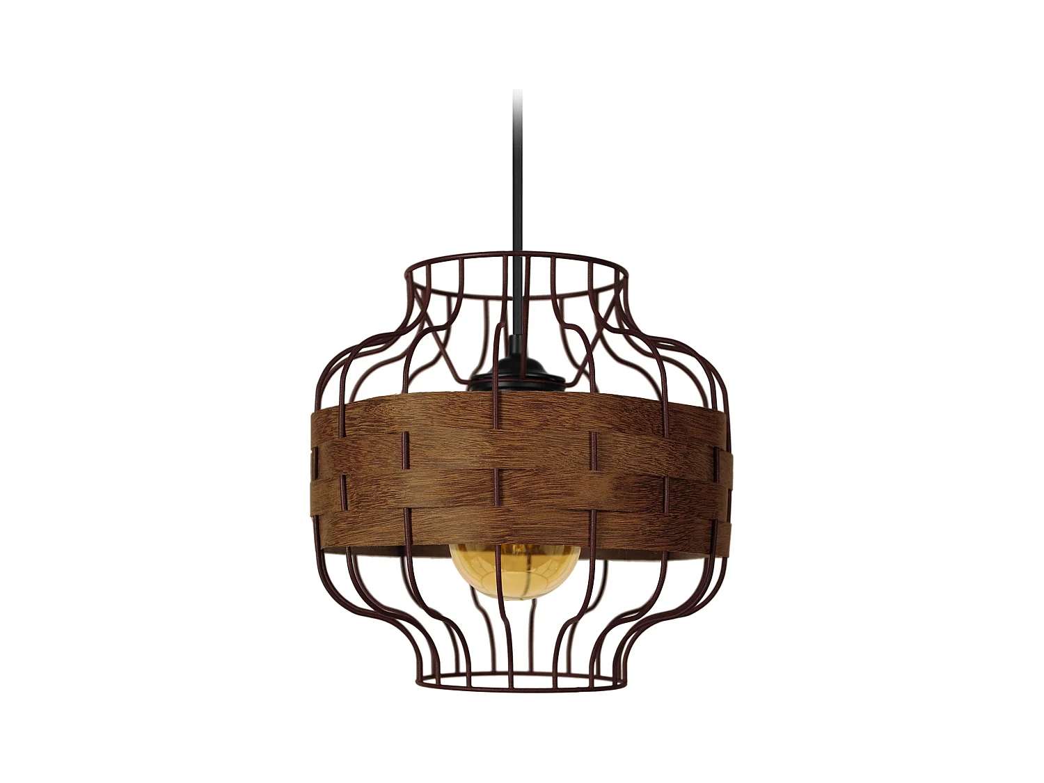 Suspension métal marron bois africain 85 cm.