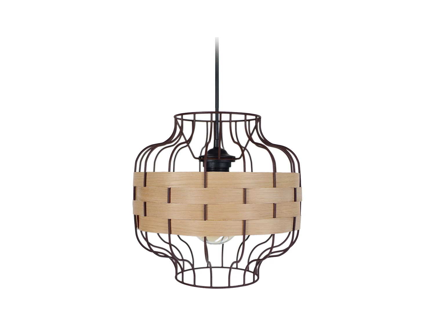 Suspension métal marron bois chêne 85 cm.