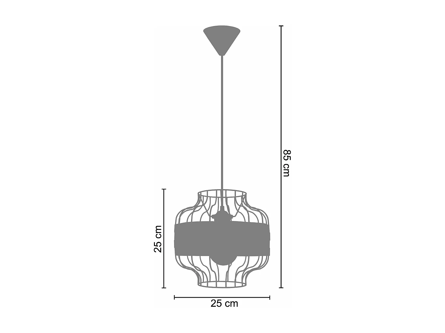 Suspension métal marron bois chêne 85 cm.