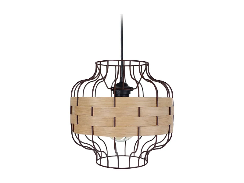 Suspension métal marron bois chêne 85 cm.