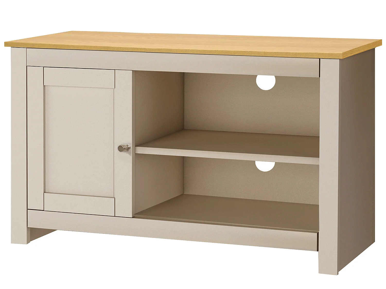 Mueble TV con 1 puerta en MDF roble y crema