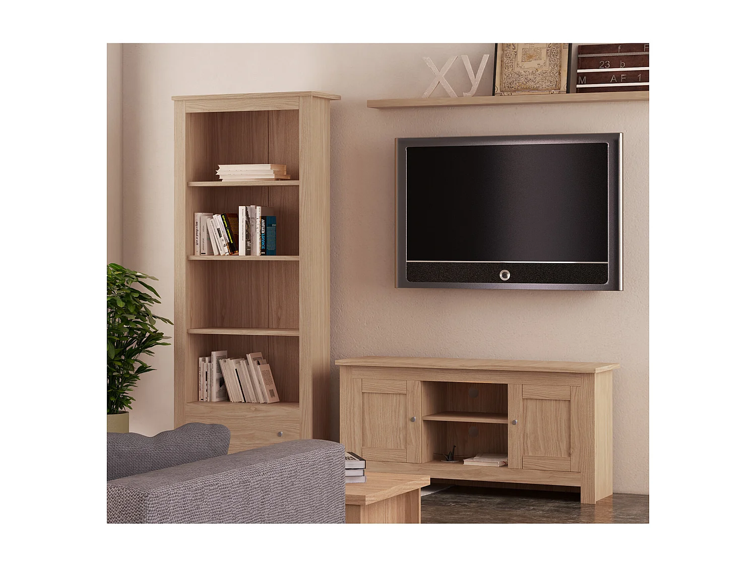 Porta TV a 2 ante in MDF rovere