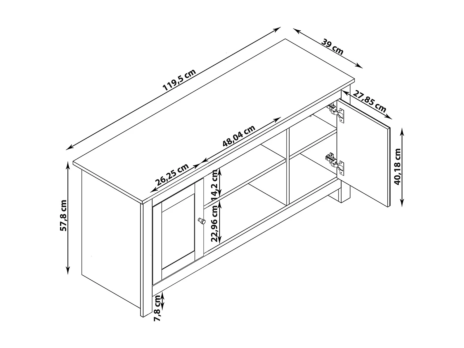 Emerald | Meuble TV 2 portes en MDF chêne