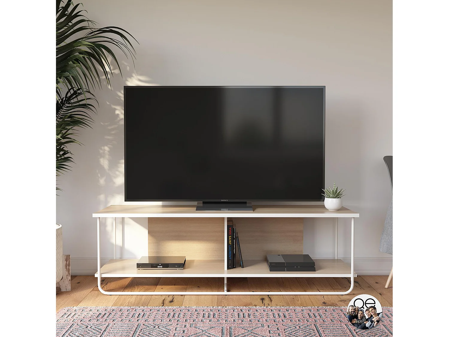 TV-Ständer aus laminierter Spanplatte, natur