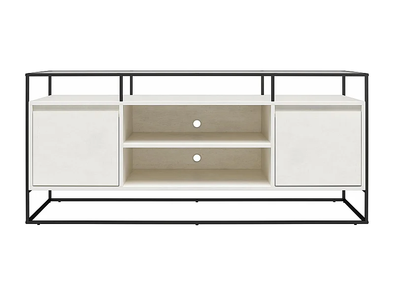 Mueble TV en cristal y base en MDF yeso