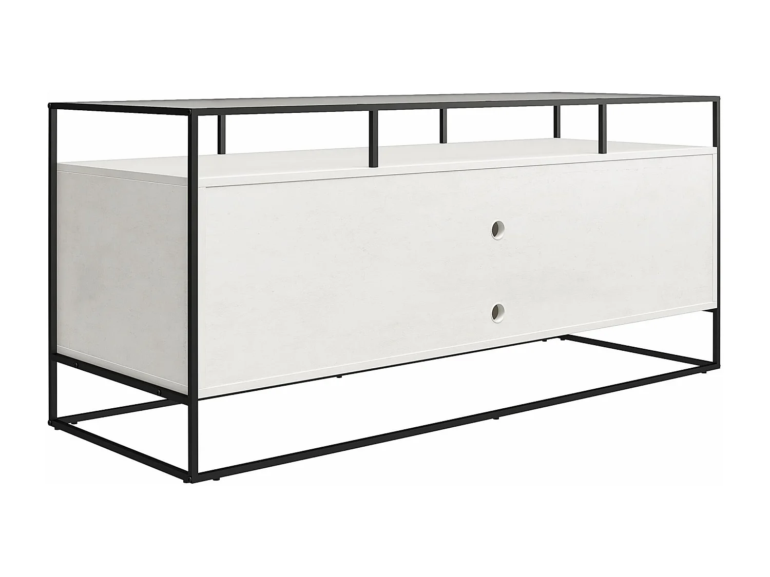 TV-Schrank aus Glas mit Unterteil aus MDF in Gips