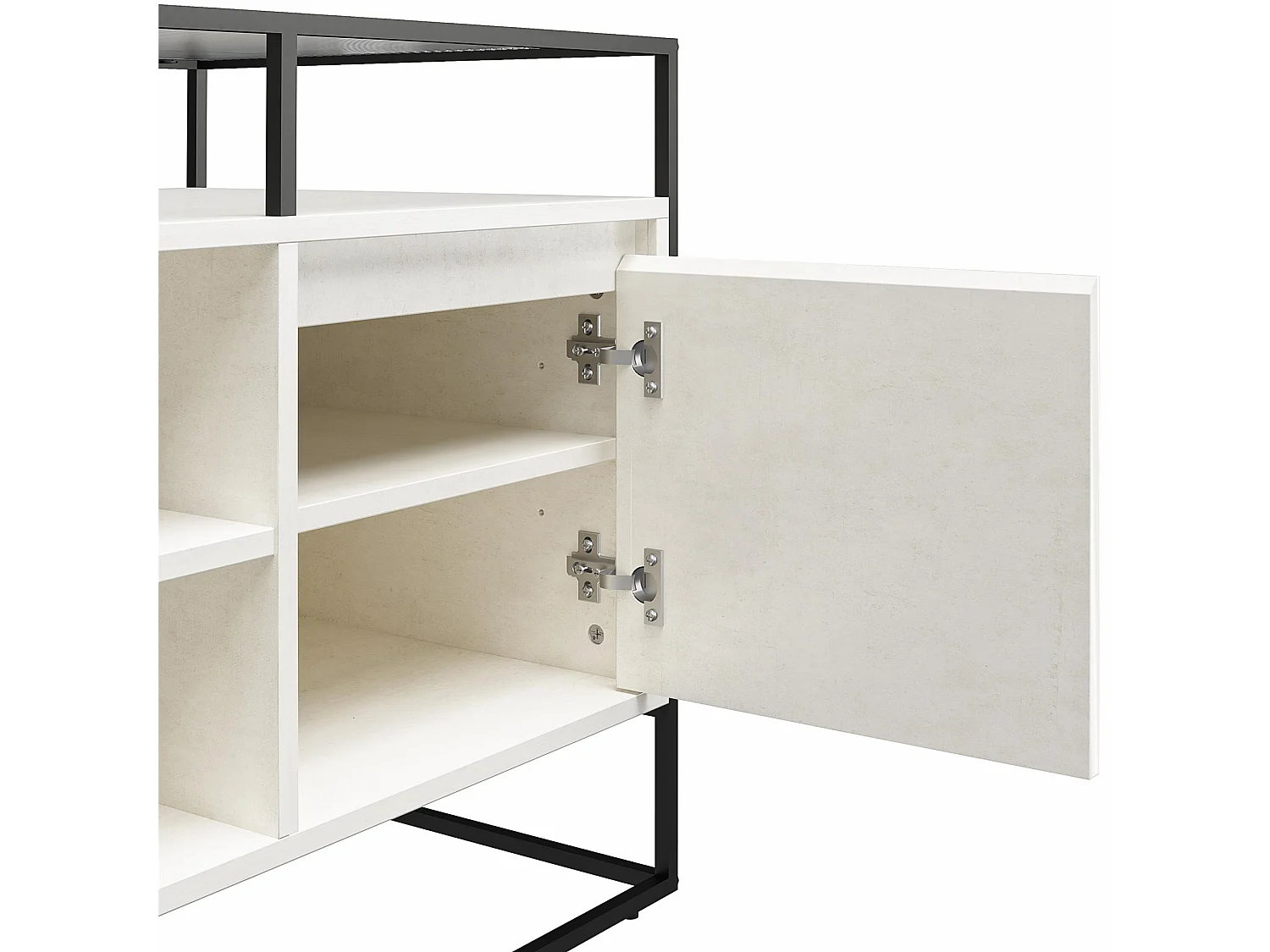 TV-Schrank aus Glas mit Unterteil aus MDF in Gips