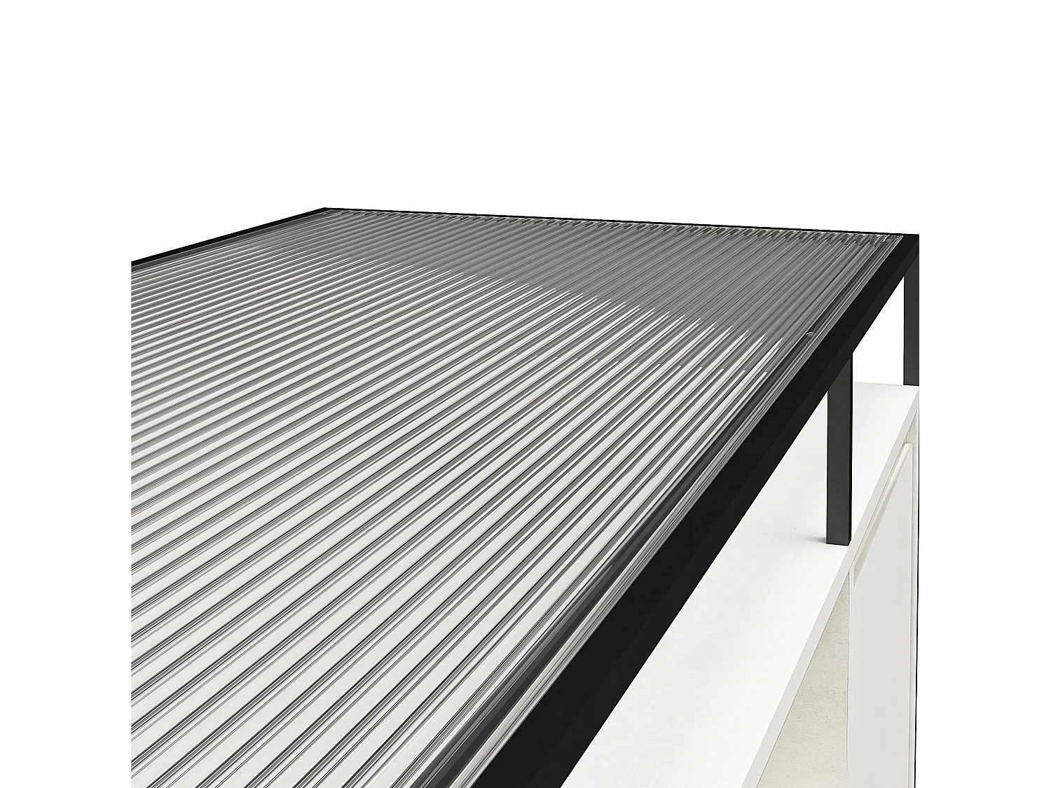 TV-Schrank aus Glas mit Unterteil aus MDF in Gips