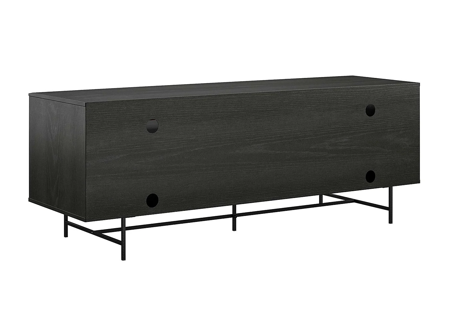 Mueble TV con puertas en tablero de partículas laminado negro y roble