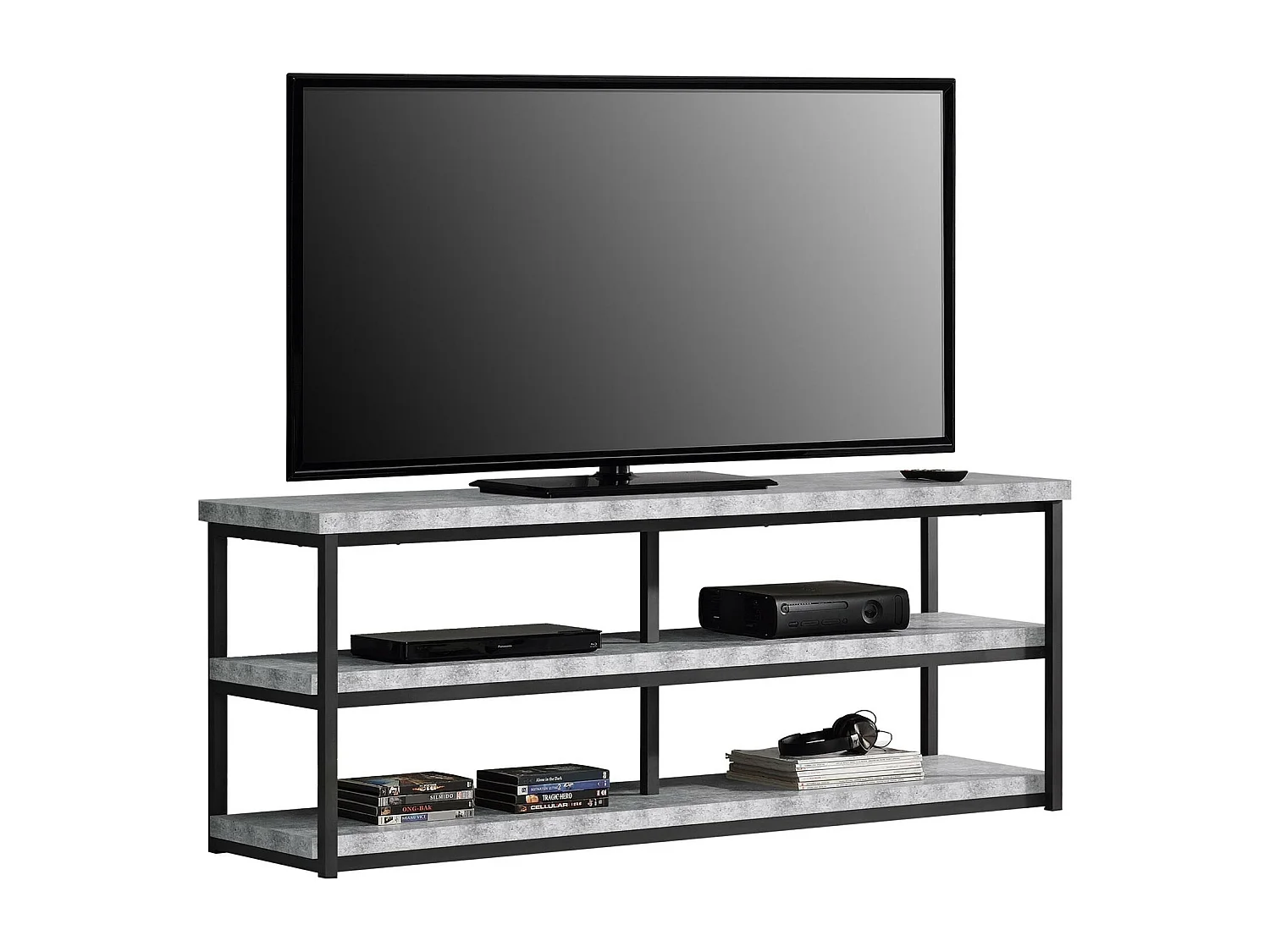 Porta TV 2 vani a giorno in laminato cemento