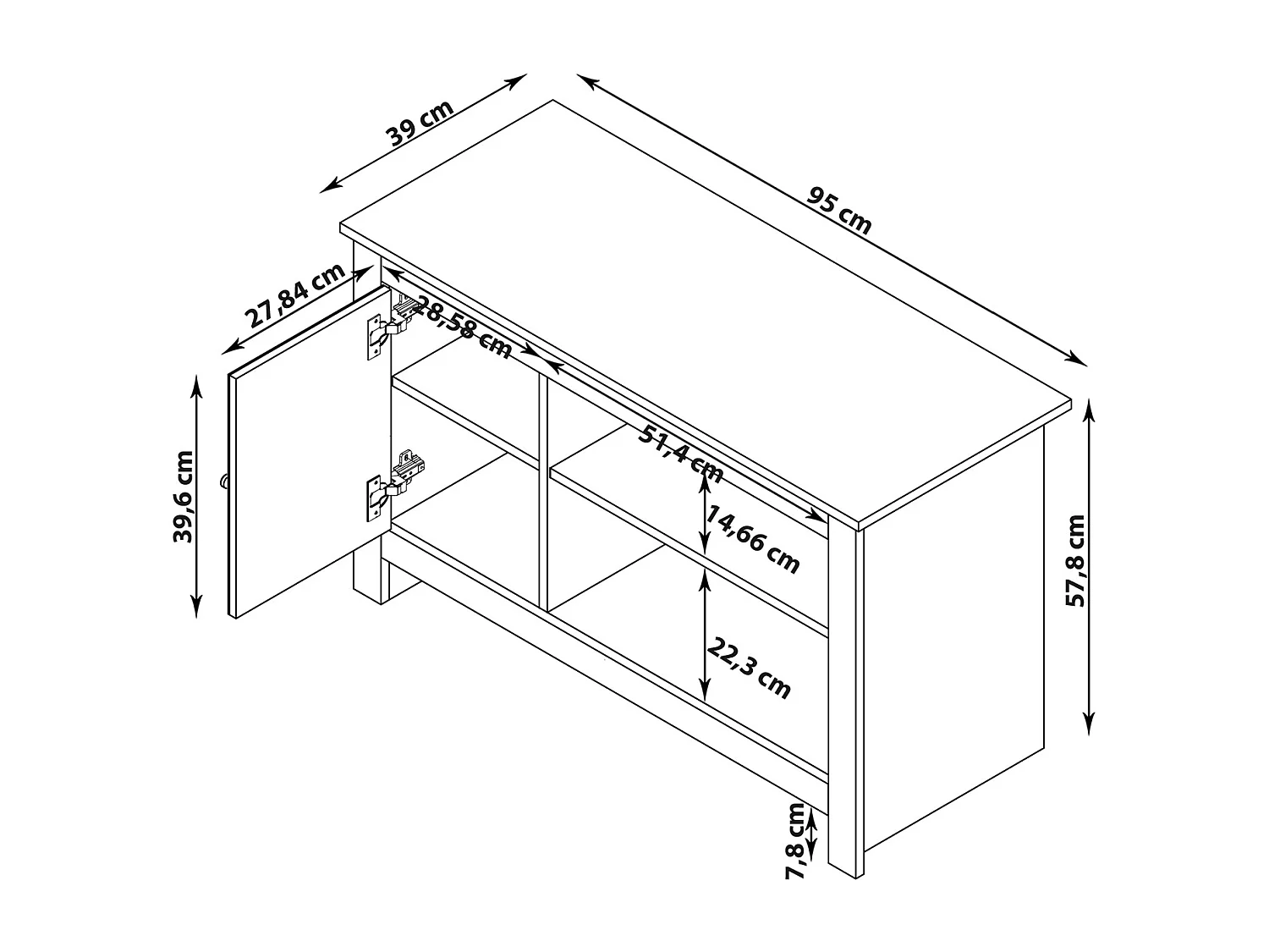 Porta TV con 1 anta in MDF rovere e grigio