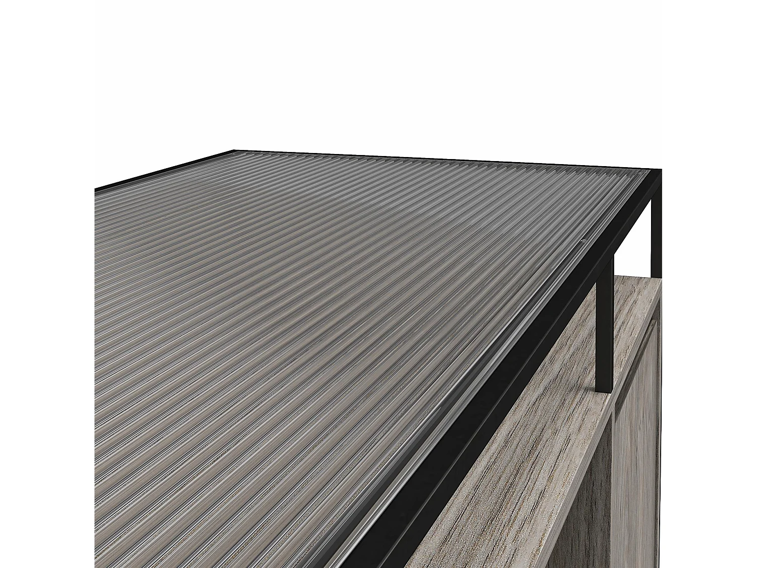 Camley | Meuble TV en verre et piètement en MDF chêne gris