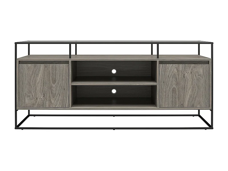 TV-Schrank aus Glas mit Unterteil aus MDF in Eiche, grau